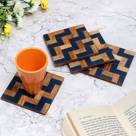Handmade Decorative Wooden Coasters Pack of 4